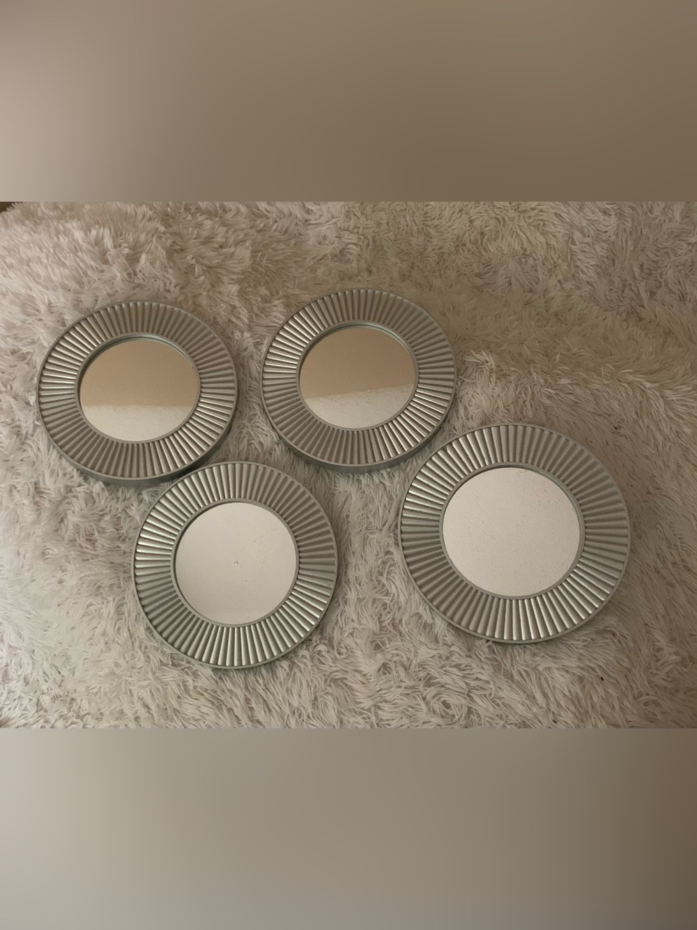 Source Unknown Silver Ribbed Round Wall Mirrors - Set of 4 - Picture 5 of 5